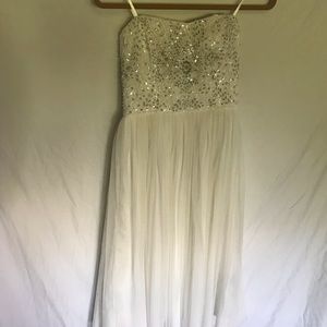 White tea length formal dress
